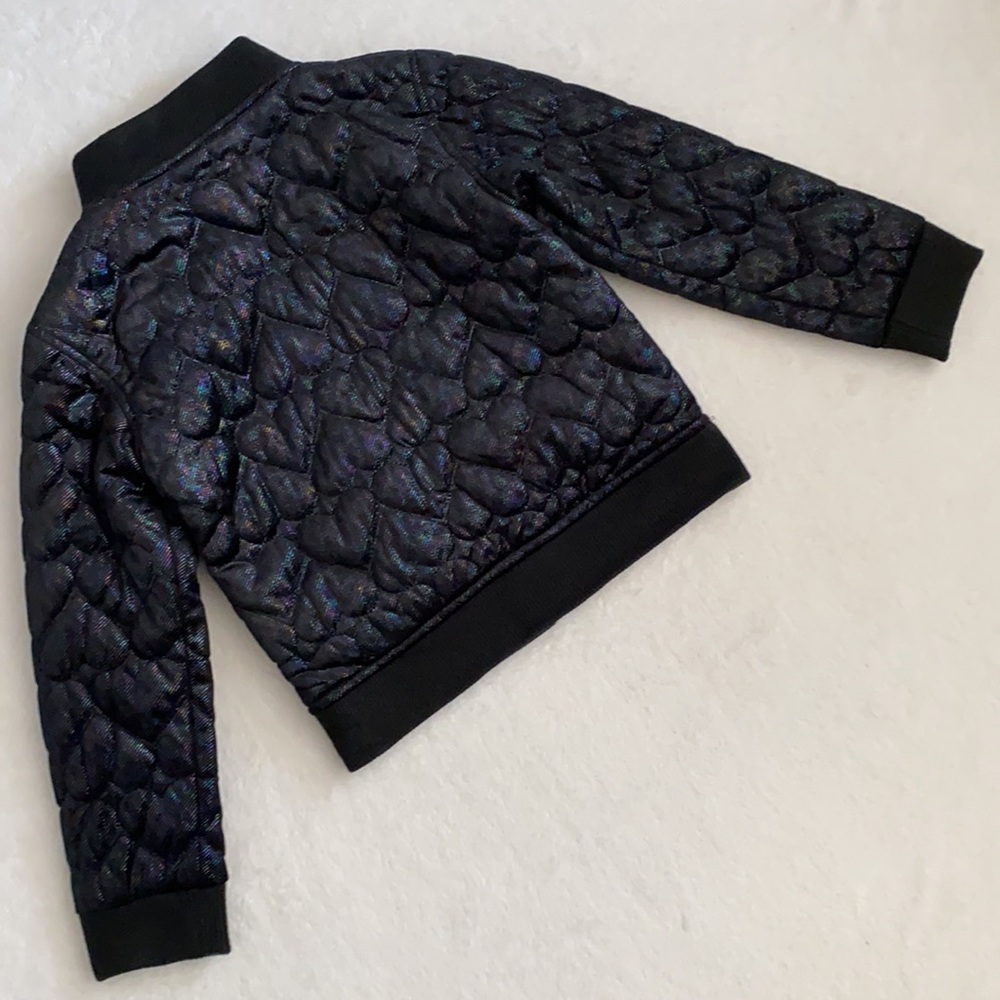 Appaman | Nikki Bomber Jacket Quilted Shiny Metallic Black Hearts A5NSJ-BHT (8) - Picture 14 of 17